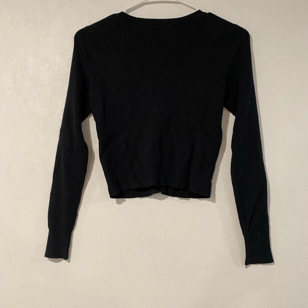 Abercrombie & Fitch Black Ribbed Cropped Cardigan Sweater Small - Picture 3 of 6
